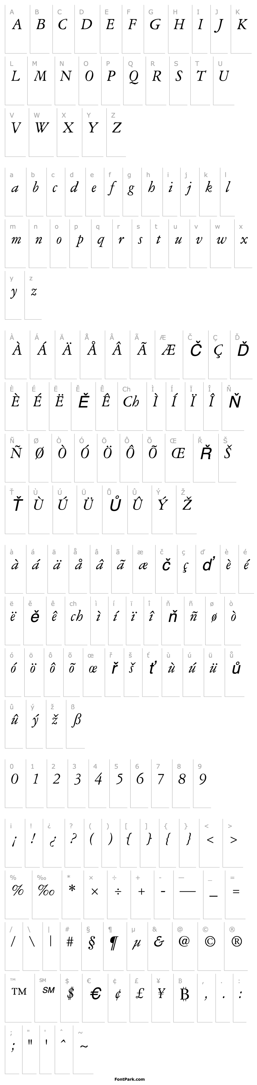 Přehled GaramondRepriseSSK Italic