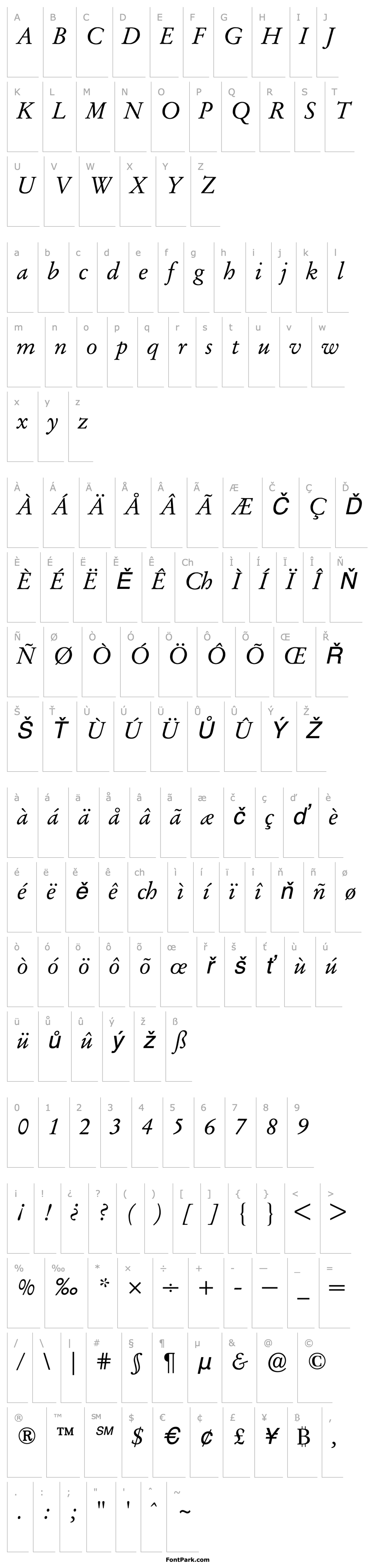 Overview GaramondStempelBQ-Italic