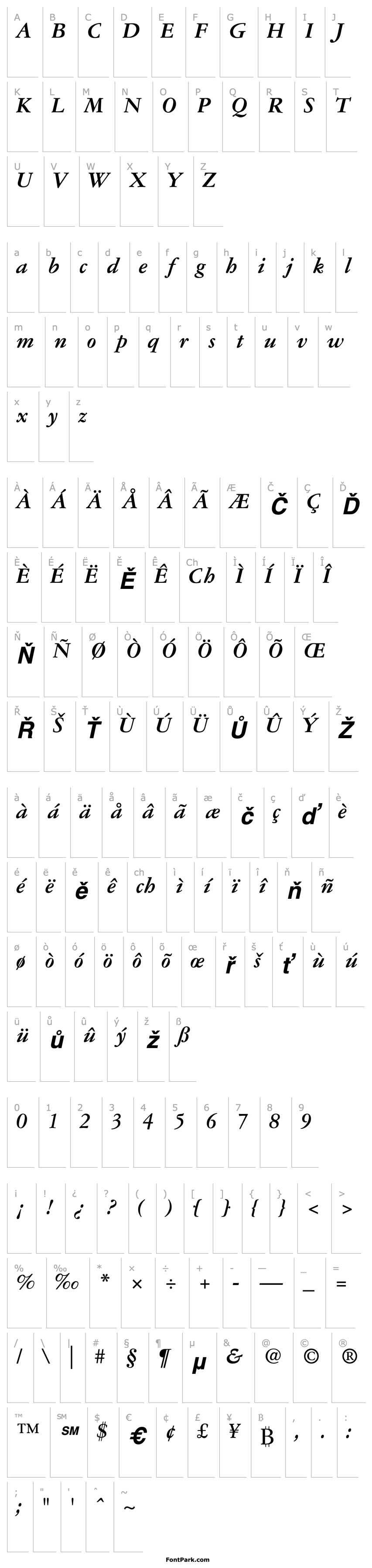 Overview GaramondThree-Bold Italic