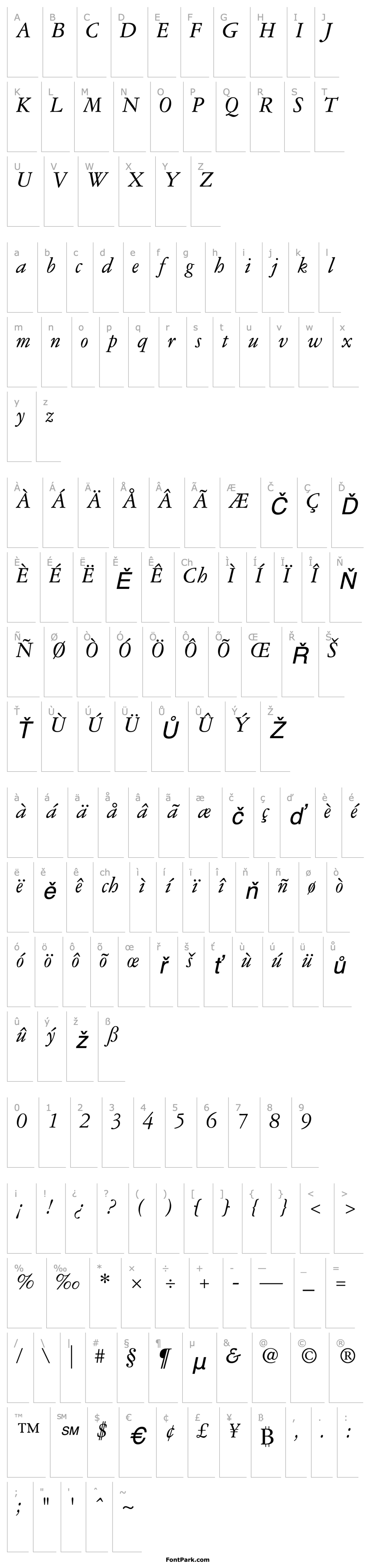 Overview GaramondThree-Italic