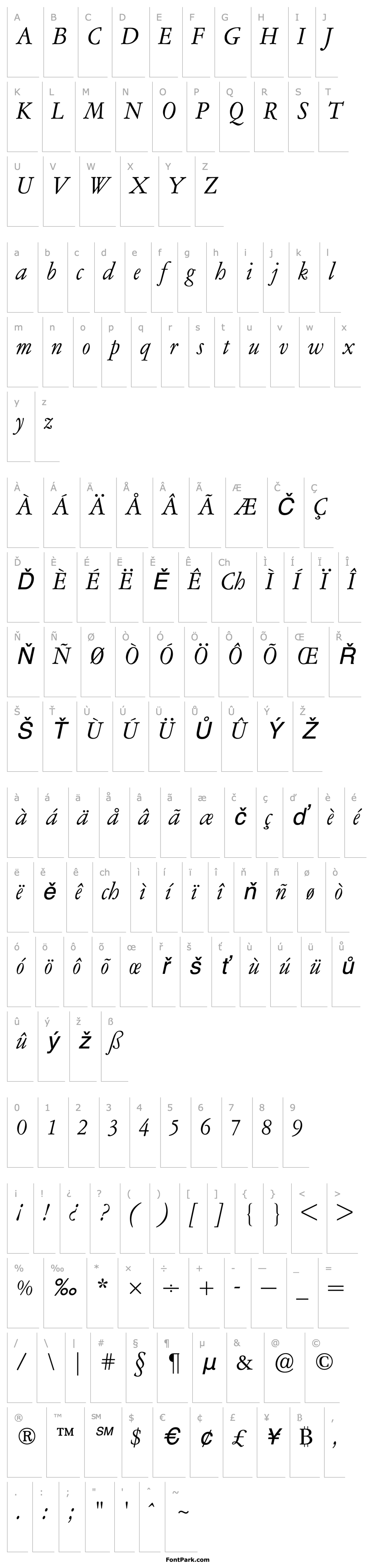 Overview GaramontAmsterdamBQ-Italic