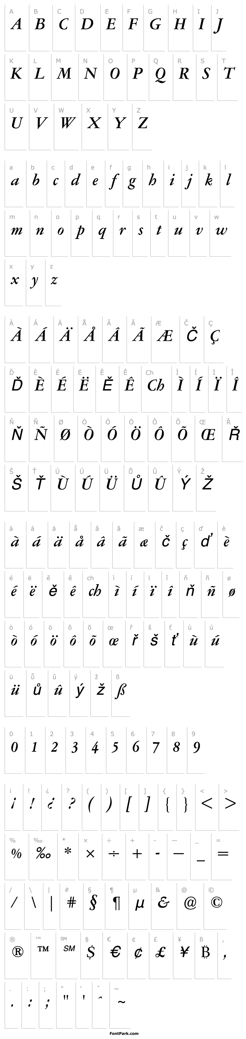 Overview GaramontAmsterdamBQ-MediumItalic