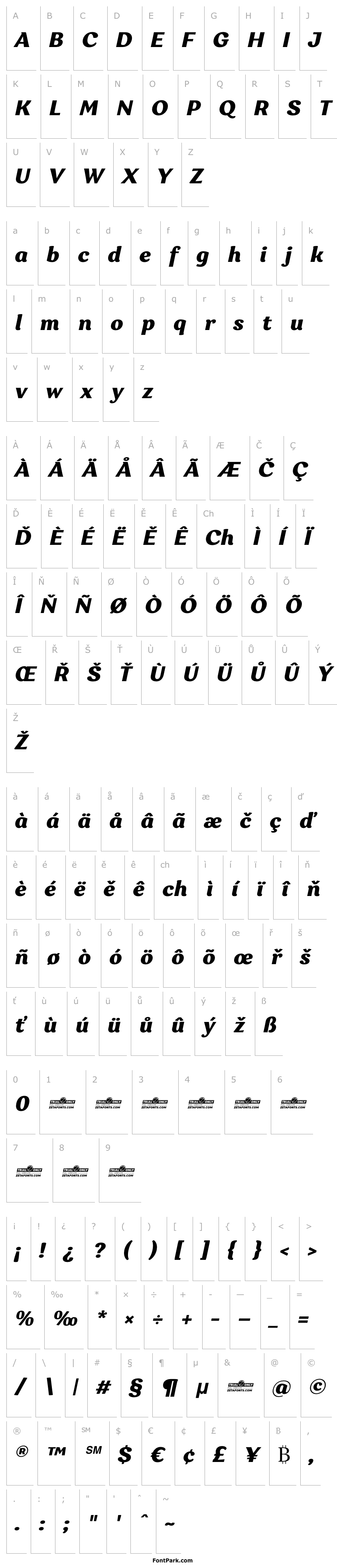 Přehled Garbata Trial Extrabold Italic