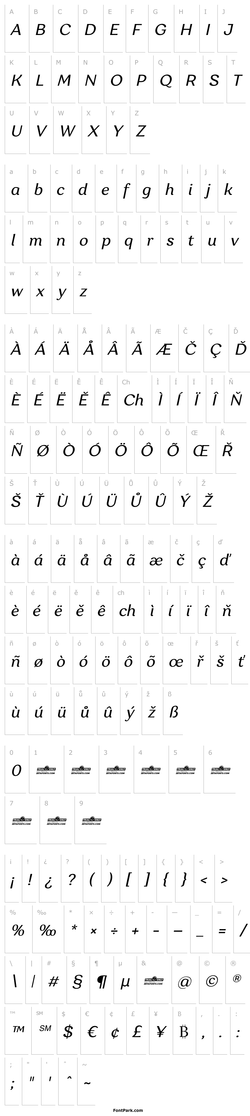 Přehled Garbata Trial Italic