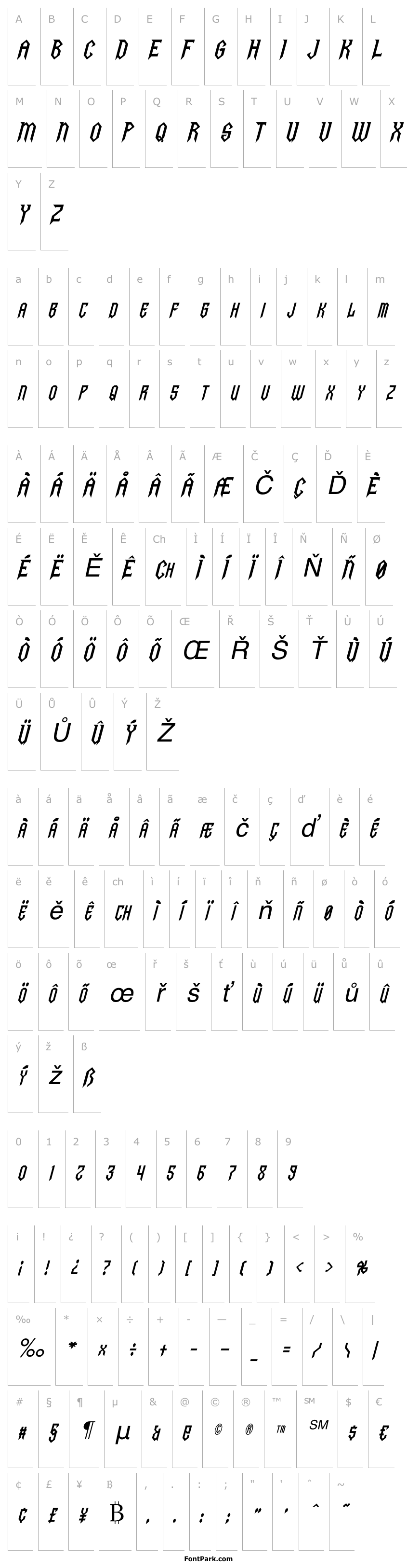 Přehled Gargoyles Italic