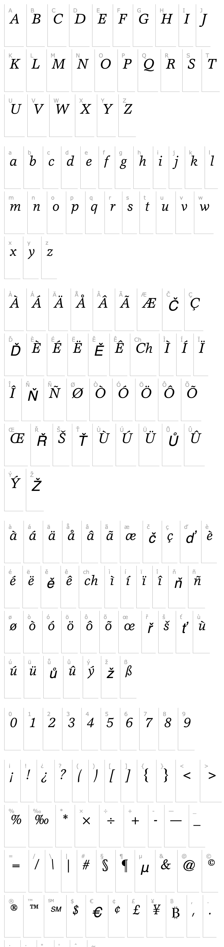 Přehled GarthGraphic-Italic