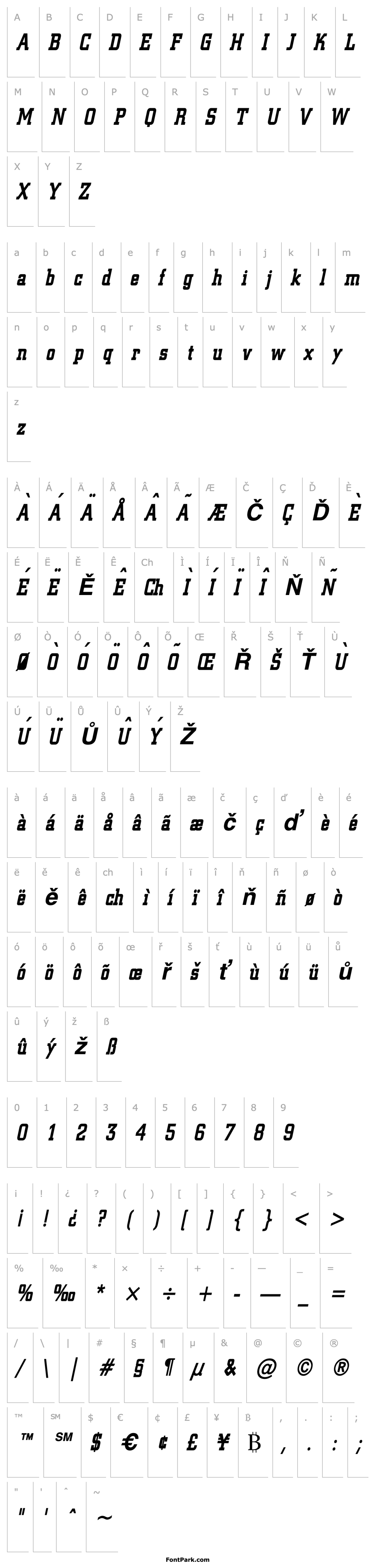 Overview Geo 957 Condensed BoldItalic