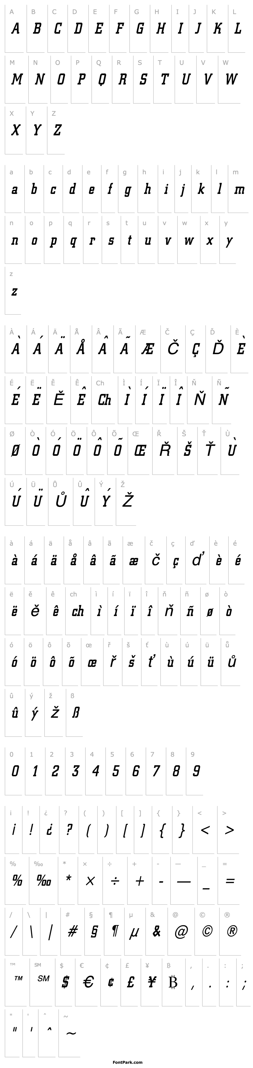 Přehled Geo 957 Condensed Italic