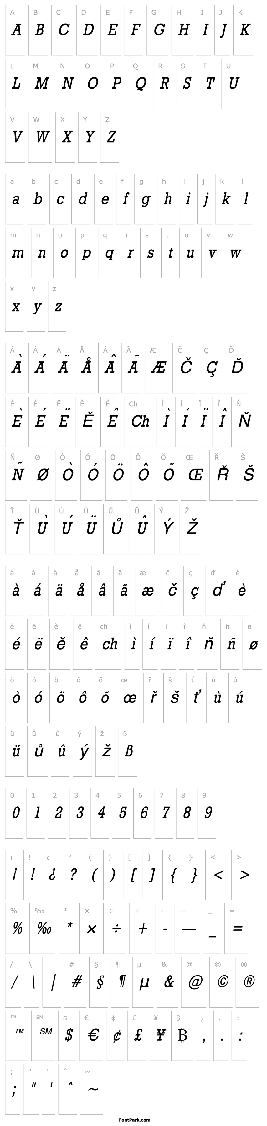 Přehled Geo 986 Condensed Italic