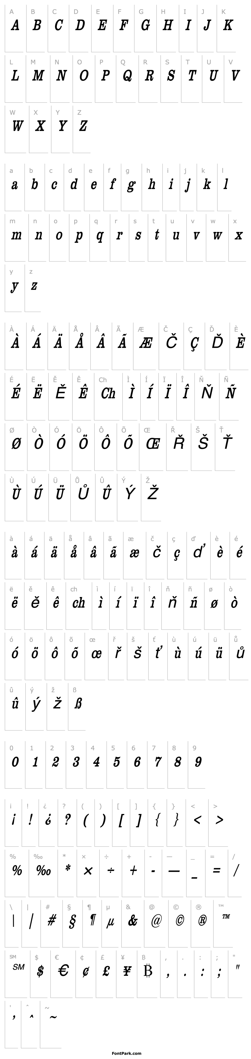 Přehled GettysburgCondensed Italic