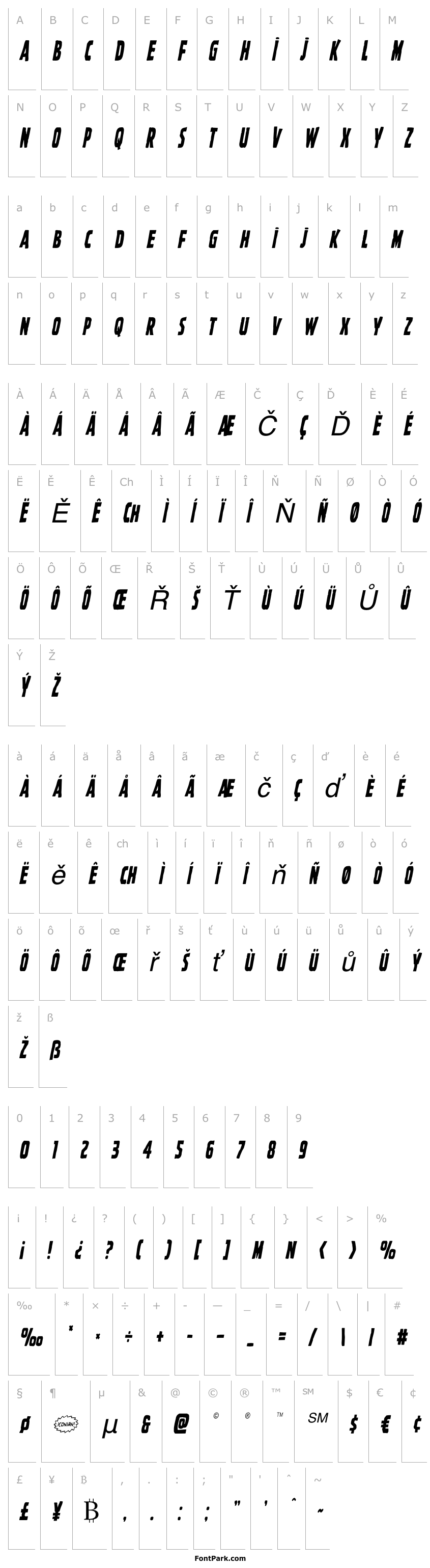 Přehled Ghoulish Intent Condensed Italic