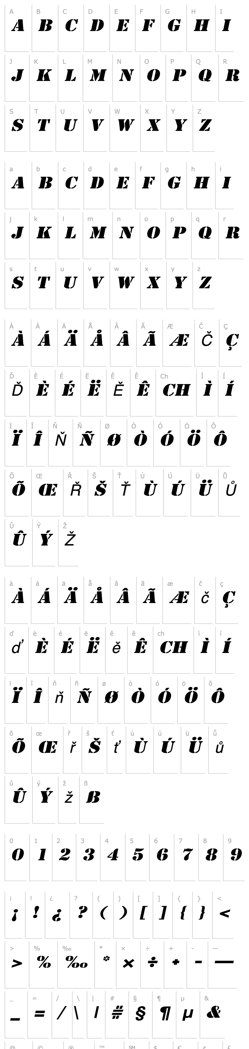 Přehled GI Stencil-Extended Italic