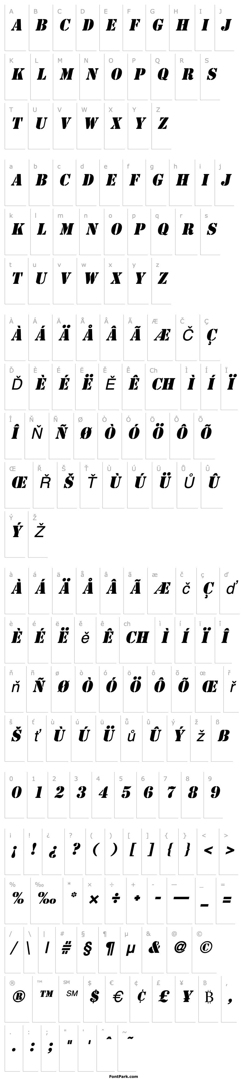 Přehled GI Stencil  Italic