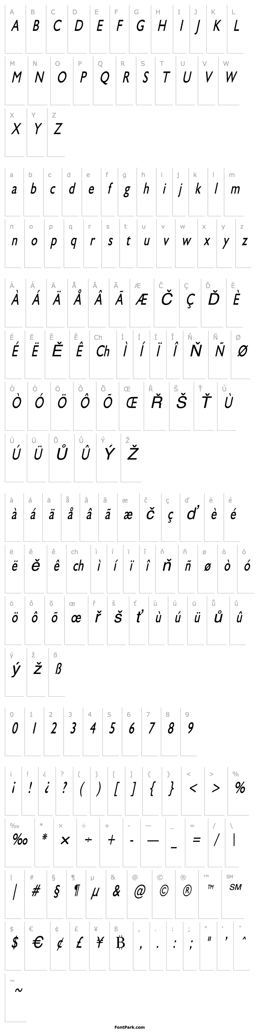 Přehled GibraltarCondensed Italic