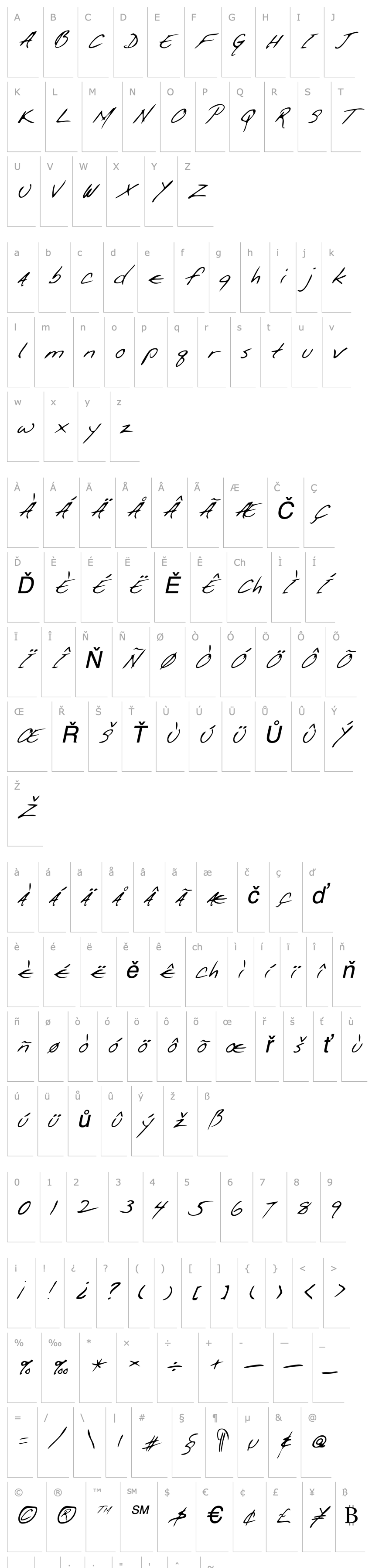 Přehled GiffordsHand Italic