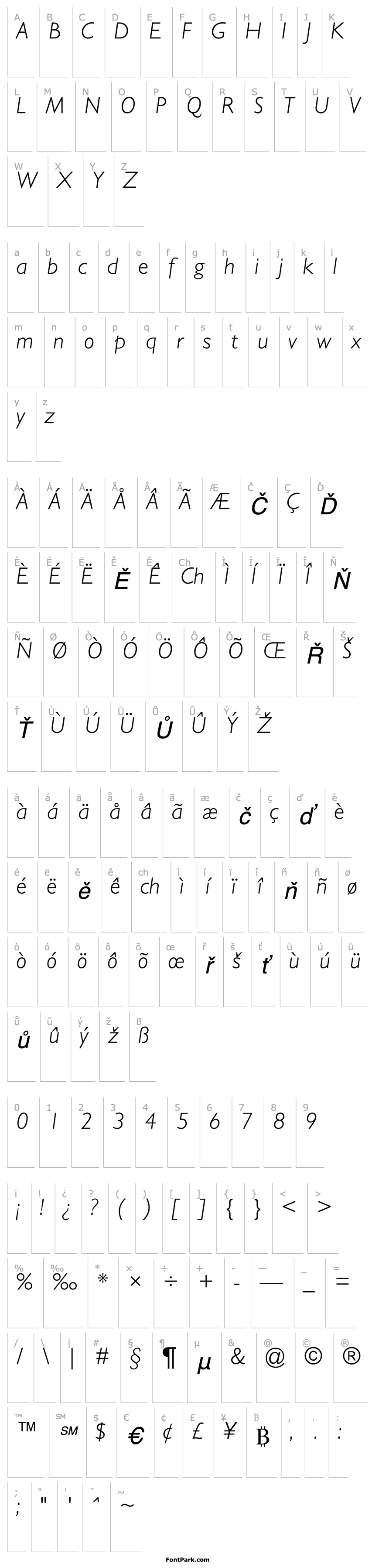 Overview Gill Light SSi Light Italic