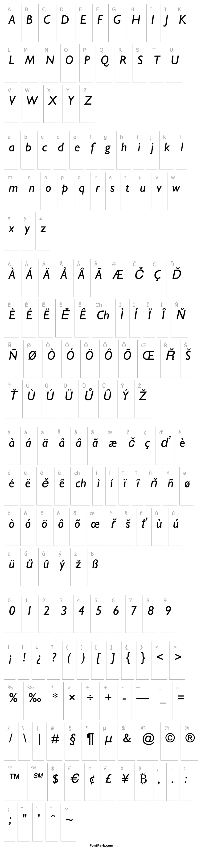 Přehled Gill Sans Italic