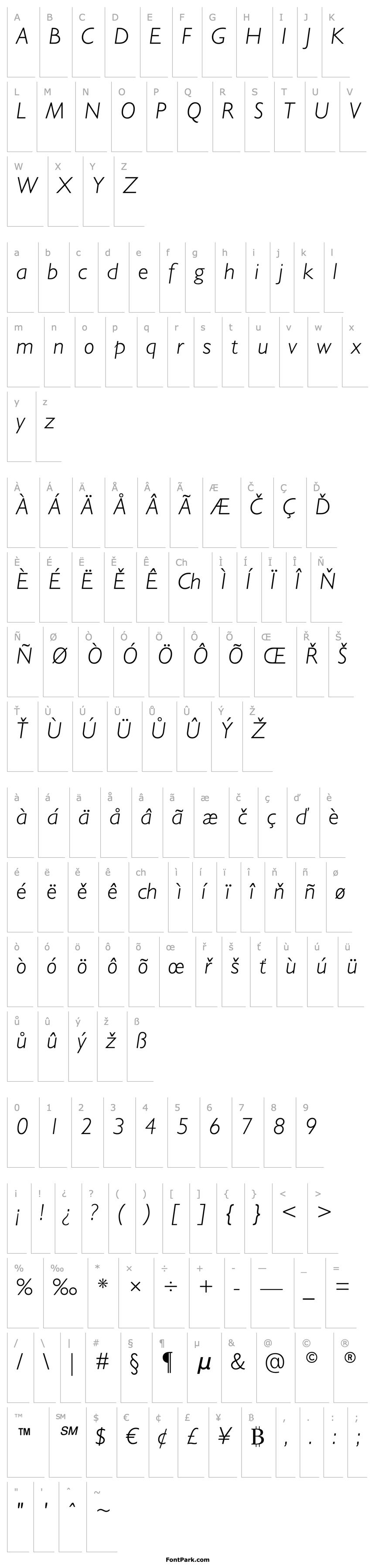 Overview Gill Sans Light Italic