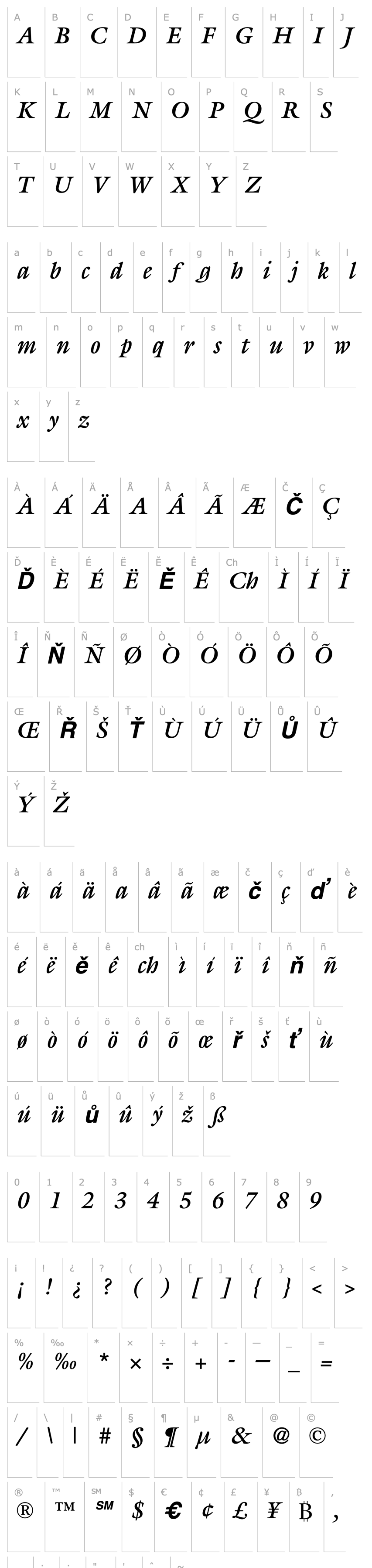 Přehled Gilliad Bold Italic