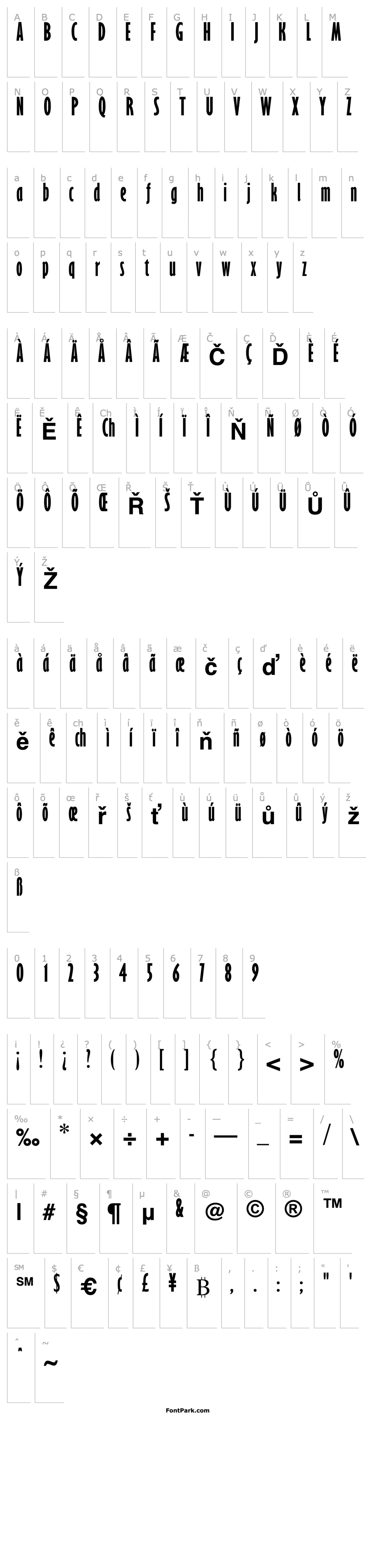 Overview GillSans-ExtraCondensed Bold