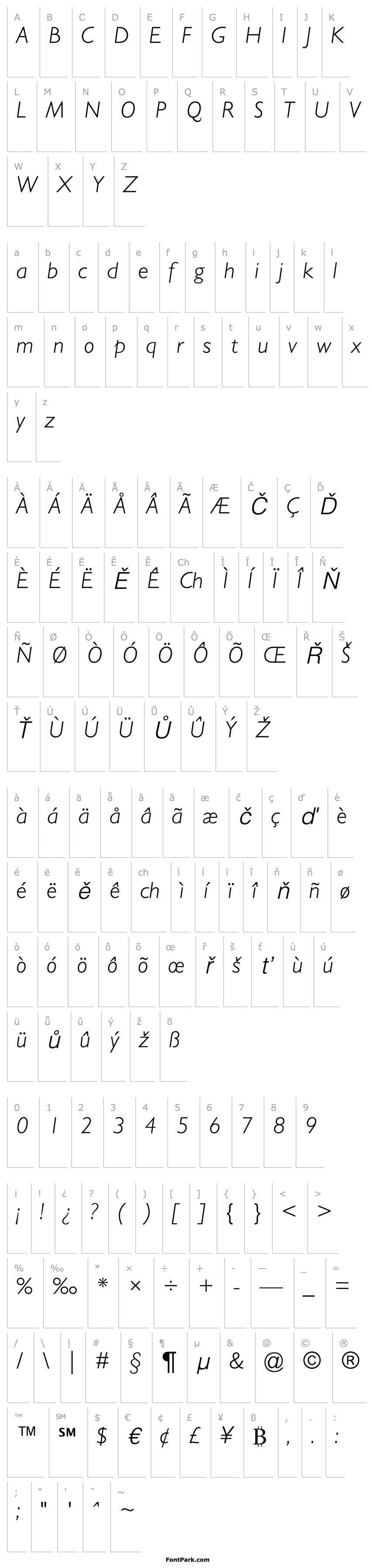 Overview GillSans-LightItalic