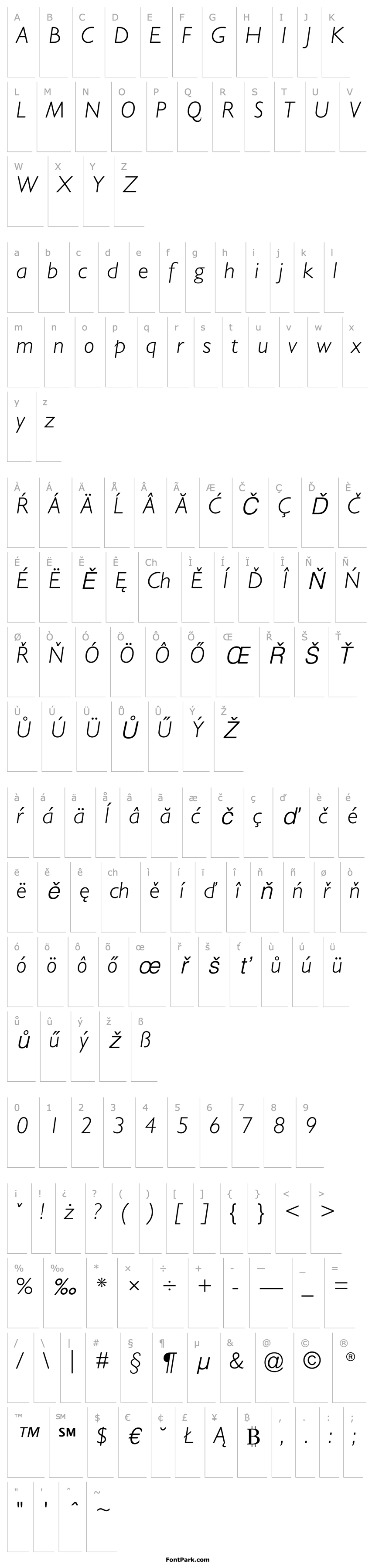 Overview GillSansCE-LightItalic