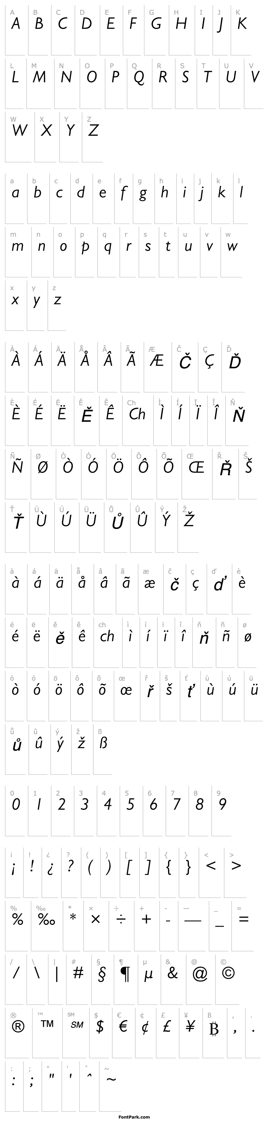 Overview GillSansMTStd-BookItalic