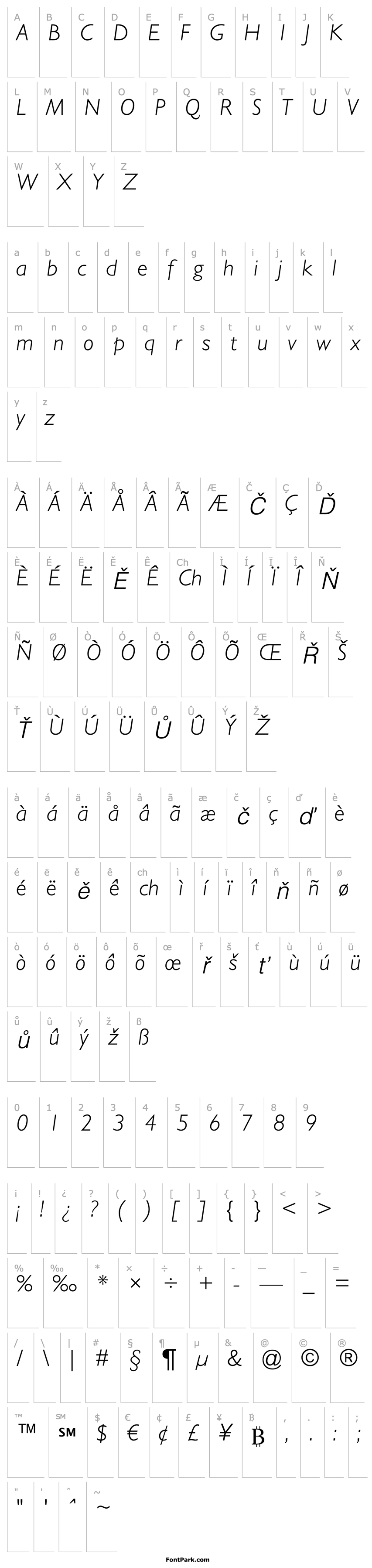 Overview GillSansMTStd-LightItalic