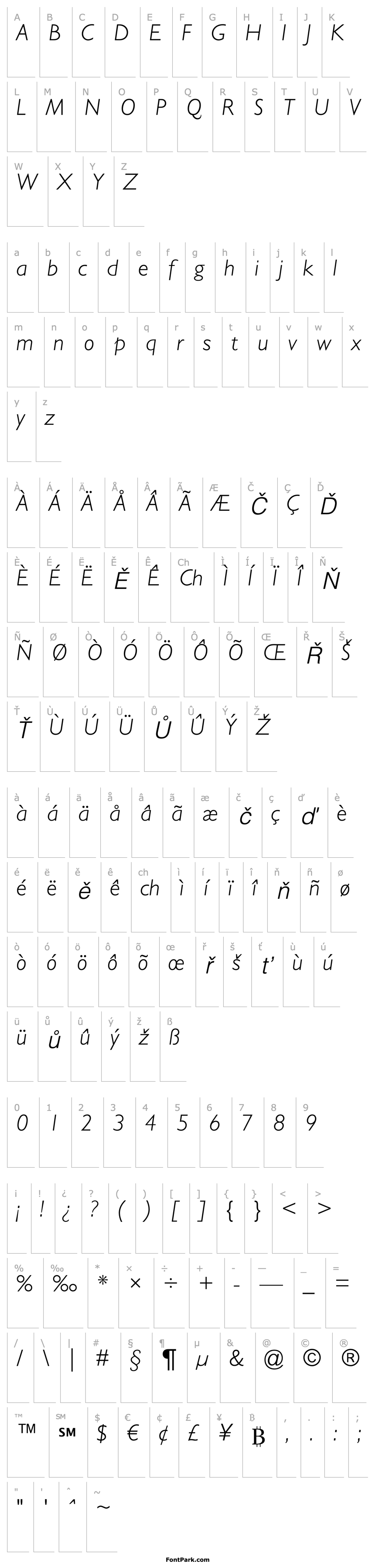 Overview GillSansStd-LightItalic