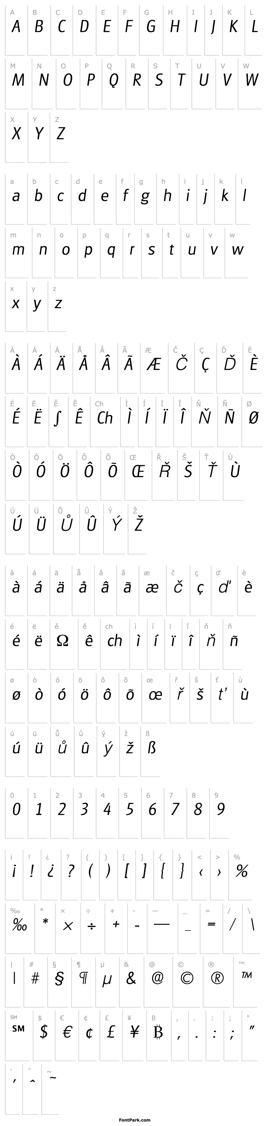 Přehled Glasgow-Serial-Light-RegularItalic