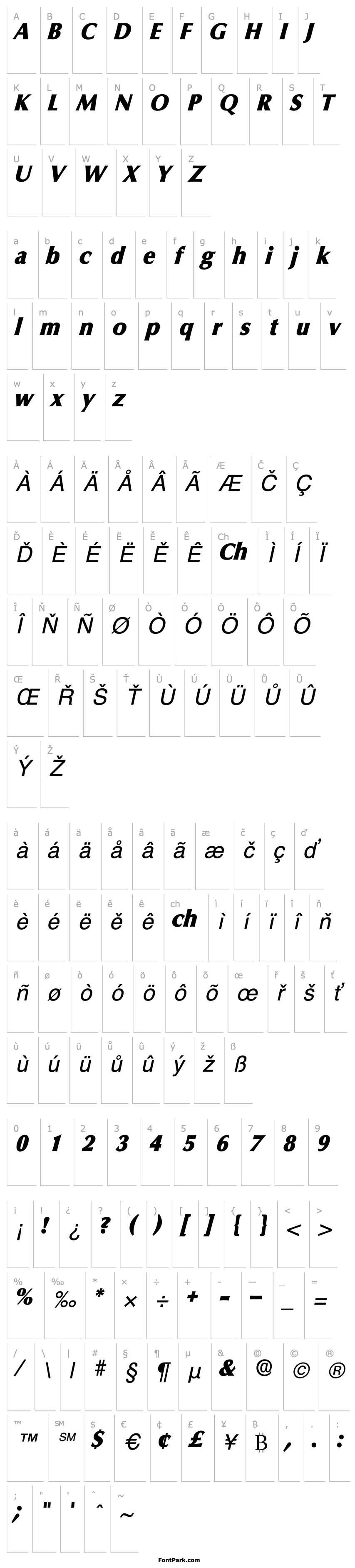 Přehled Glyph SSi Italic