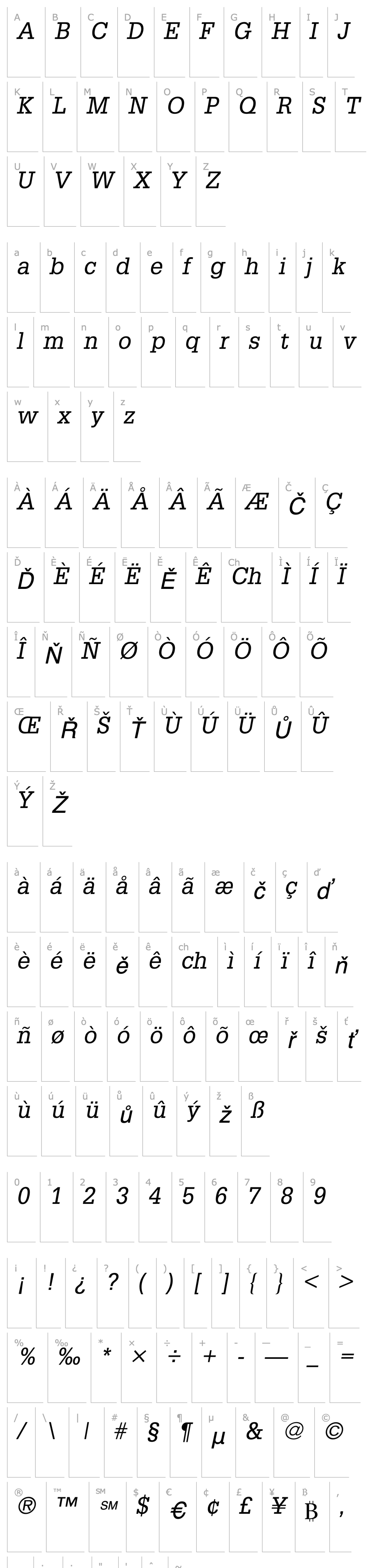 Přehled Glypha55-Oblique