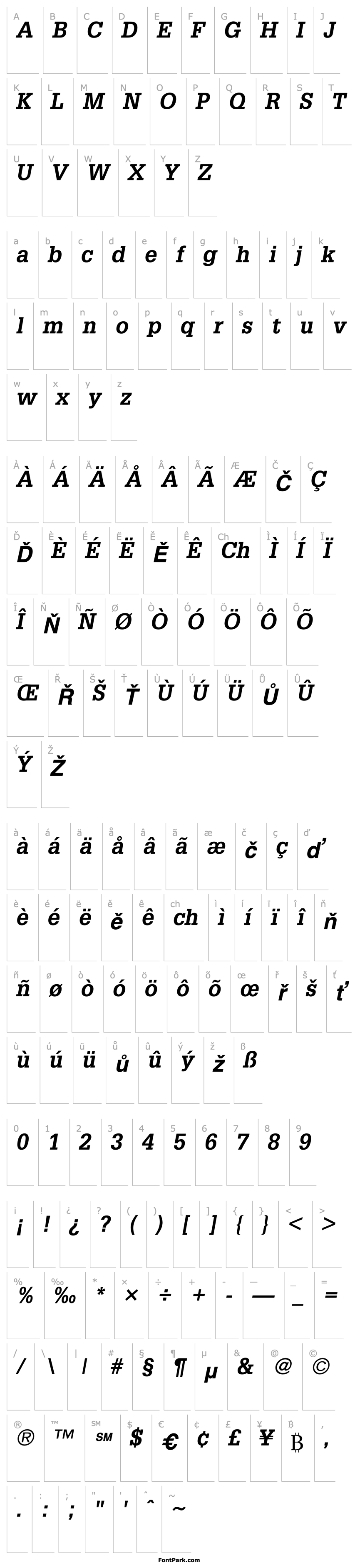 Overview Glypha65-Bold Oblique