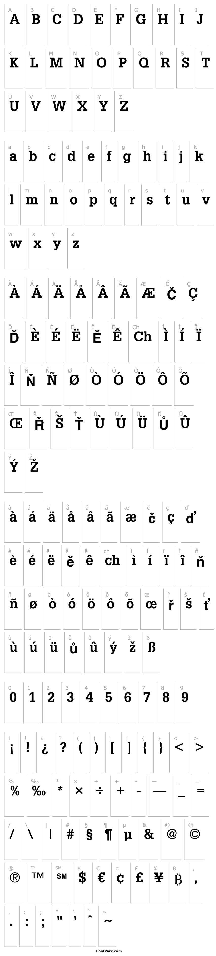 Přehled GlyphaLTStd-Bold