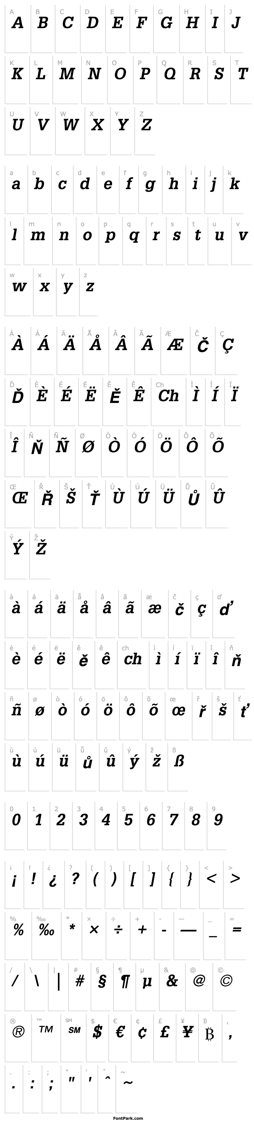 Overview GlyphaLTStd-BoldOblique