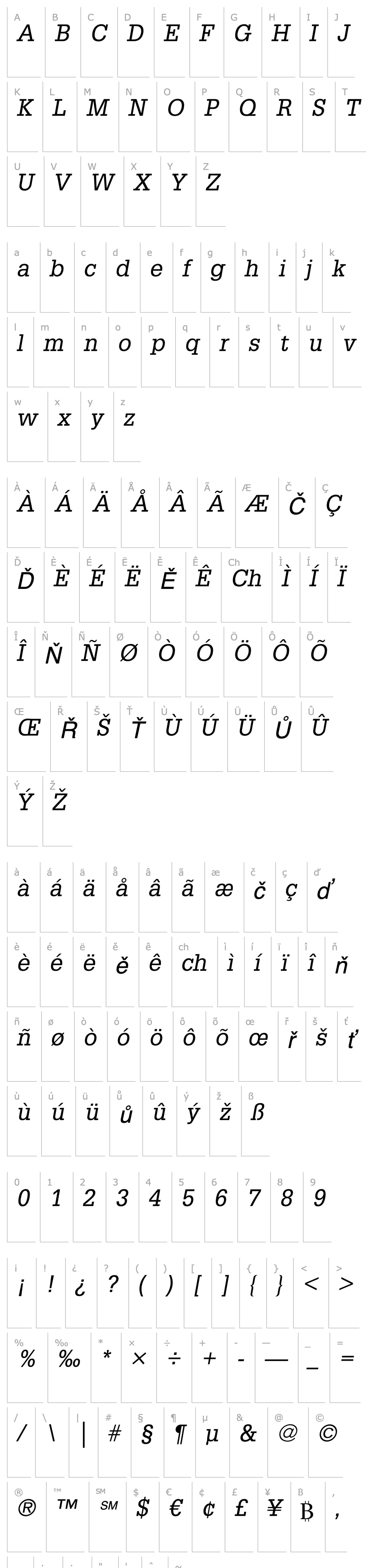 Overview GlyphaLTStd-Oblique