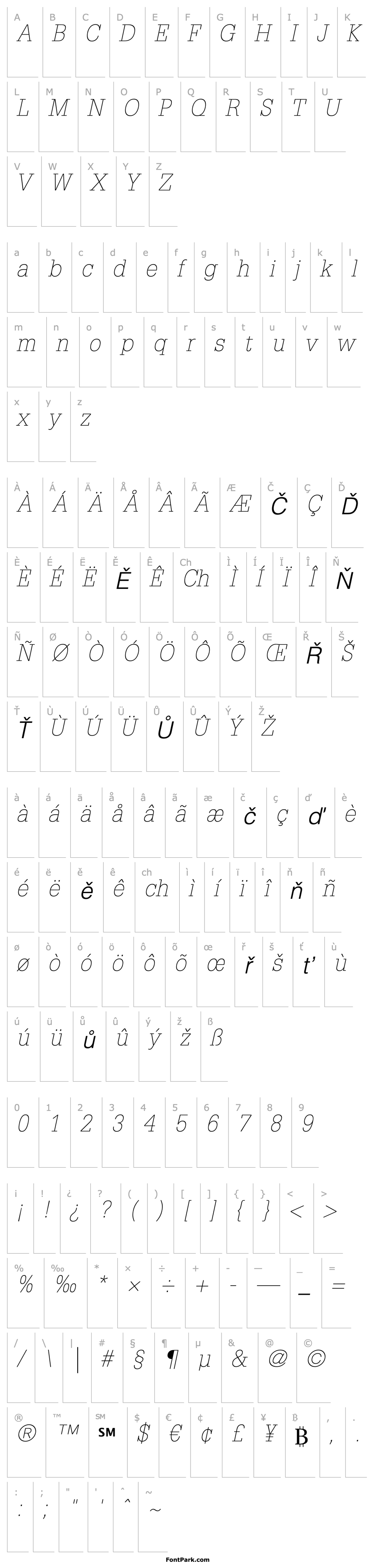 Overview GlyphaLTStd-ThinOblique