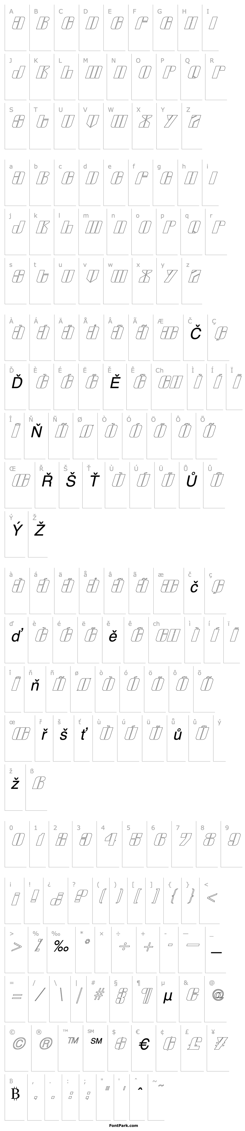 Přehled Glyphic Italic