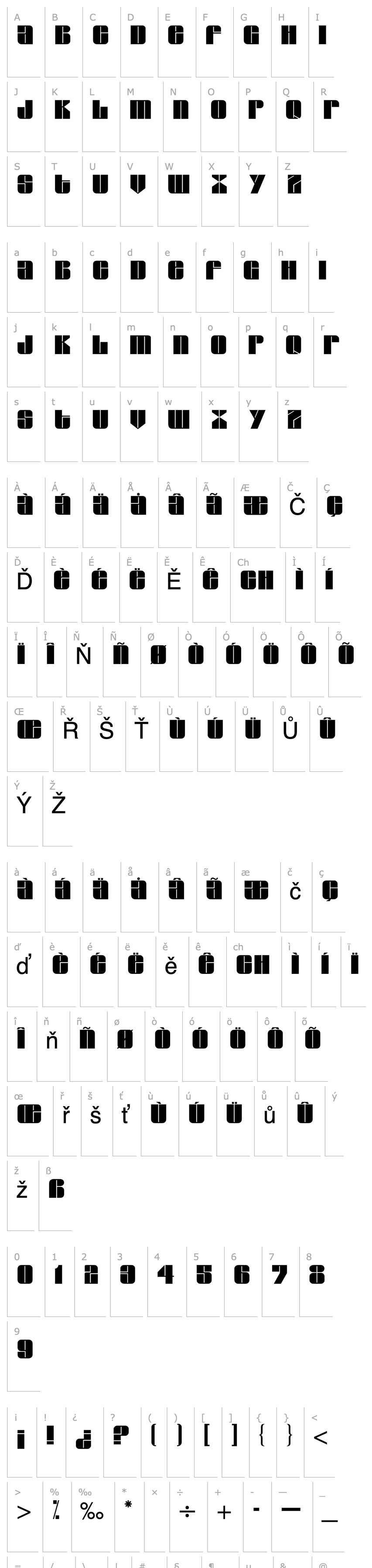 Přehled Glyphic Regular