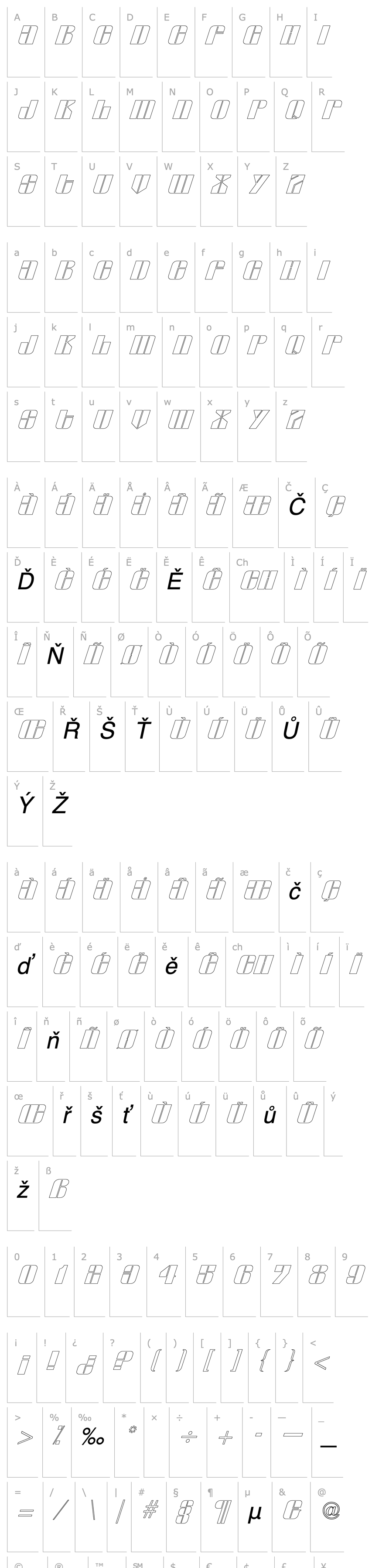 Přehled Glyphic Series Outline Italic