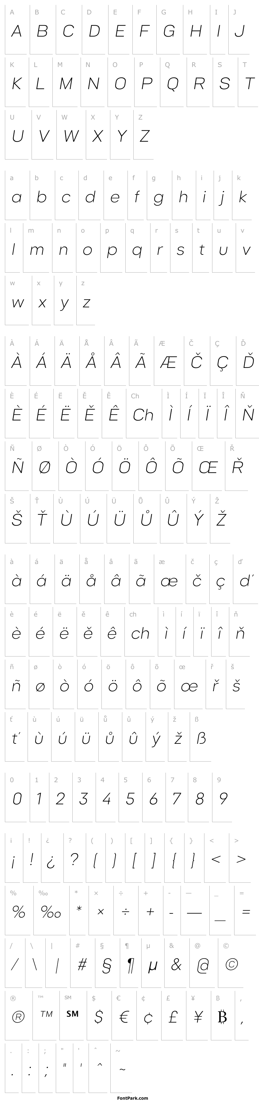 Overview Goldbill XL Light Italic