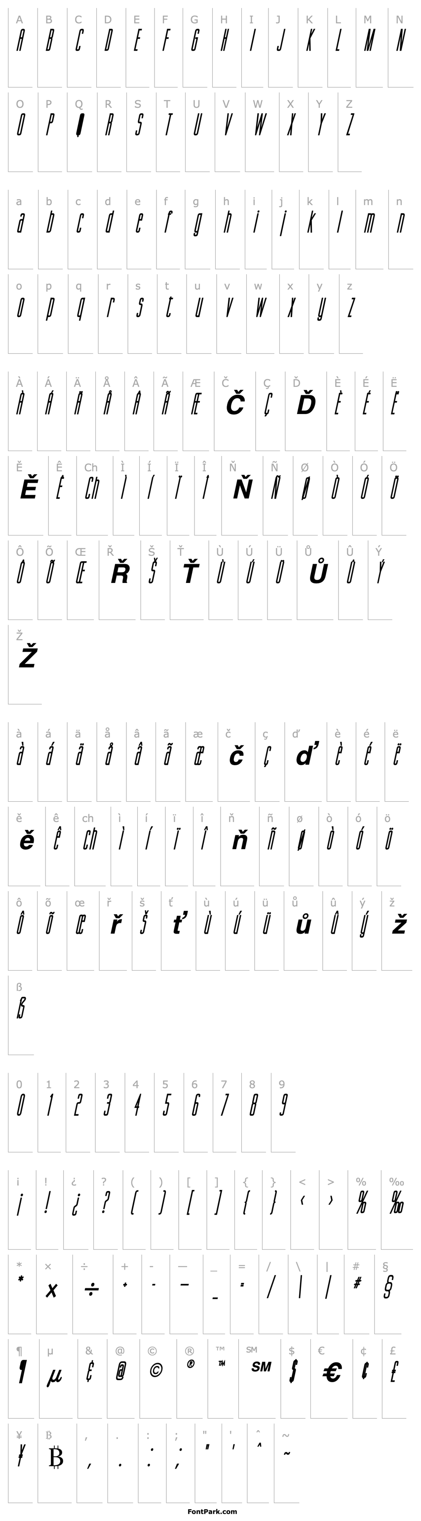 Overview Gorgio Condensed BoldItalic