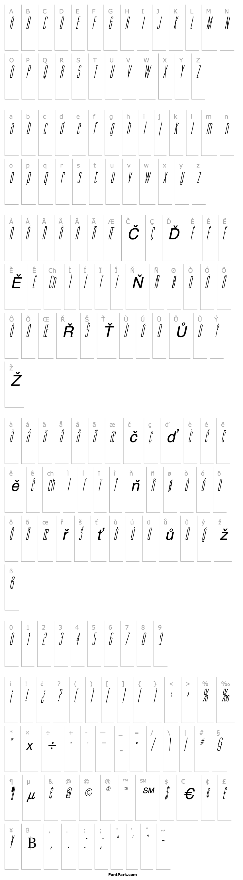 Přehled Gorgio Condensed Italic