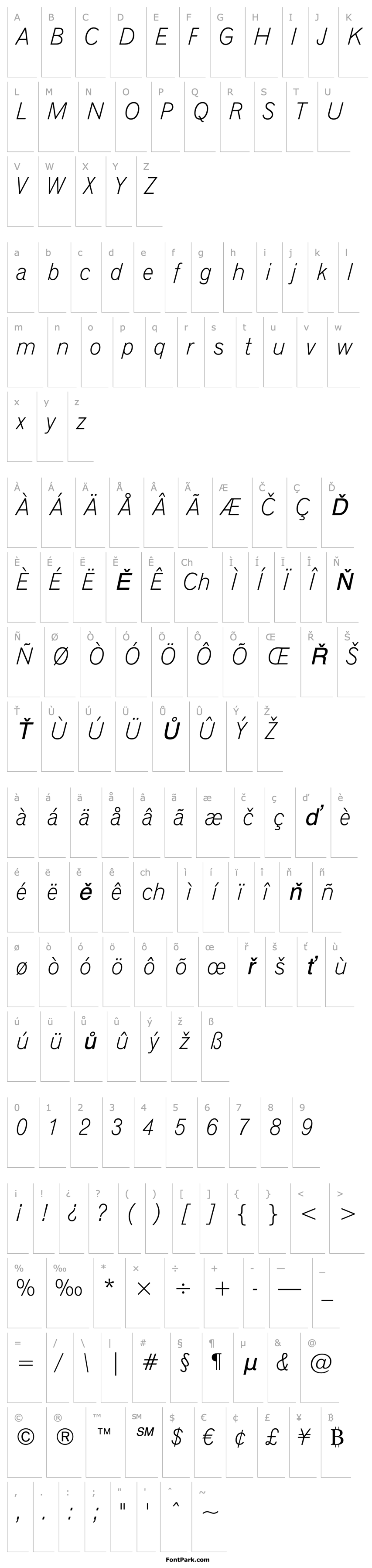 Overview Gothic720 Lt BT Light Italic