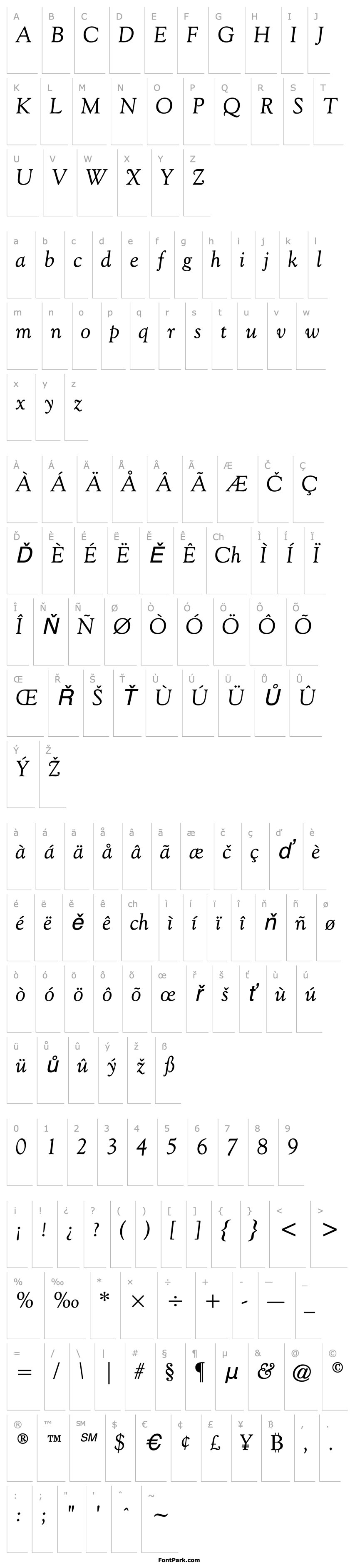 Overview Goudy Old Style CG ATT Italic