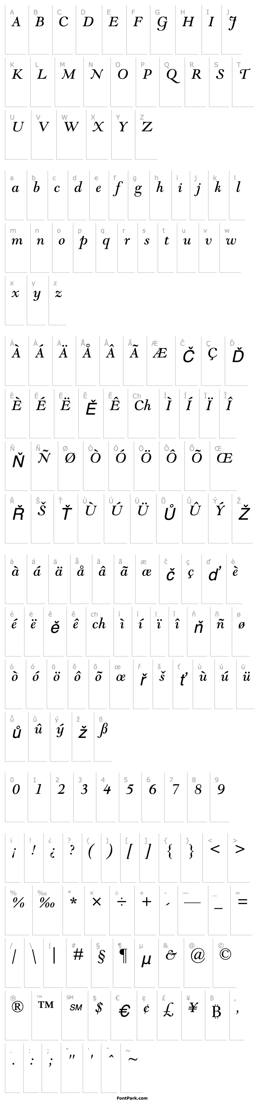 Přehled GoudyModernMT-Italic