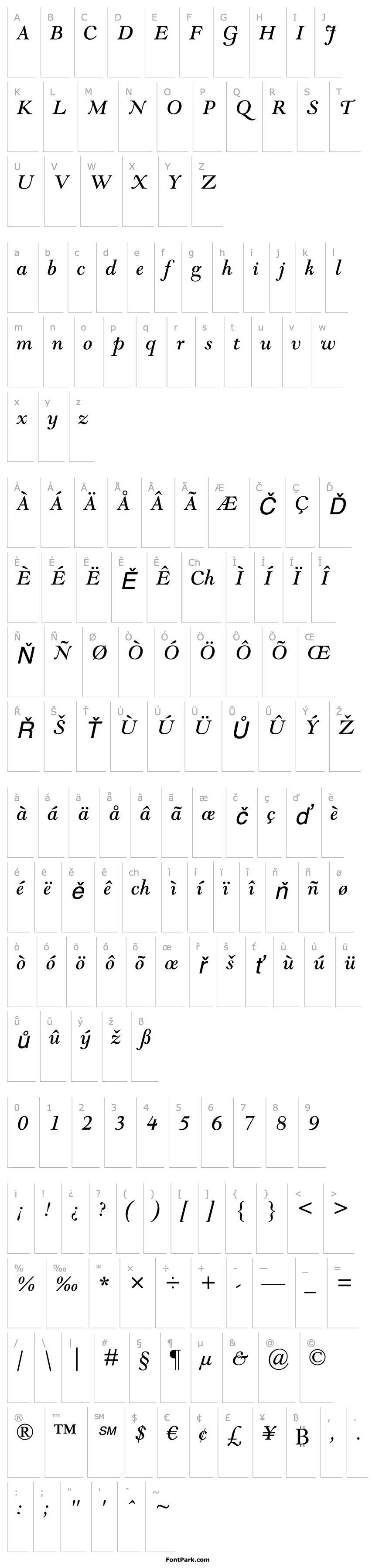 Overview GoudyModernMTStd-Italic