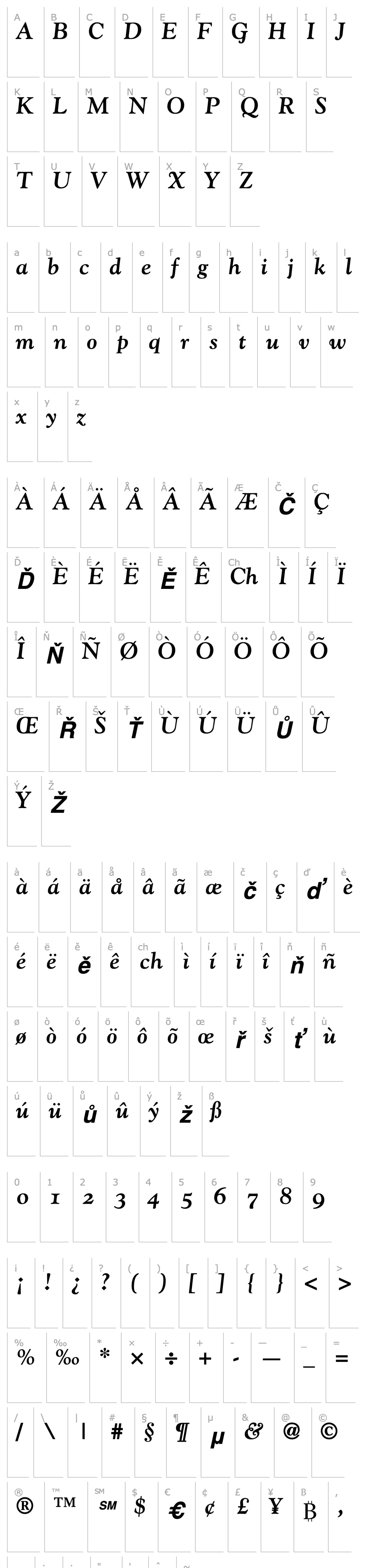 Overview GoudyOldStyleFigures-Bold Italic