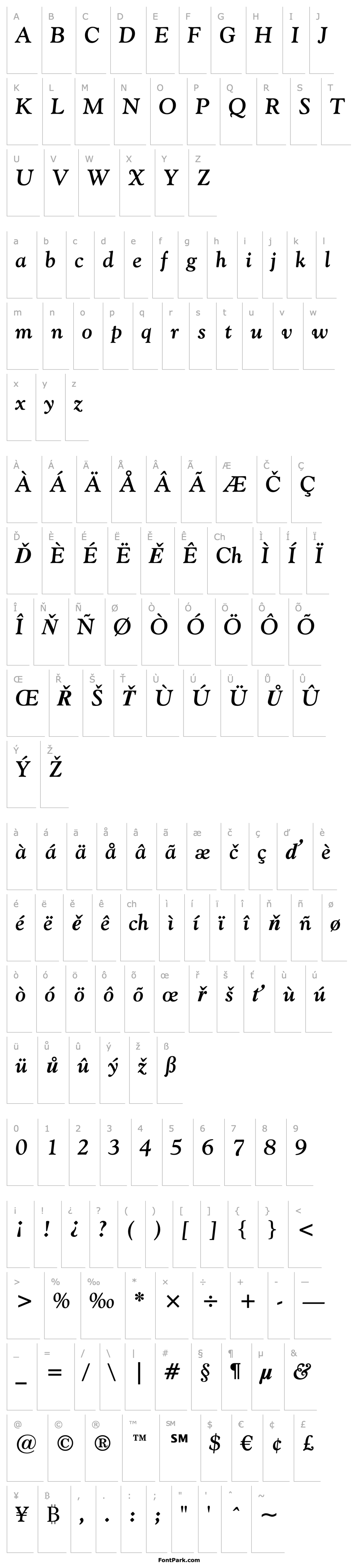 Přehled GoudyOlSt BT Bold Italic