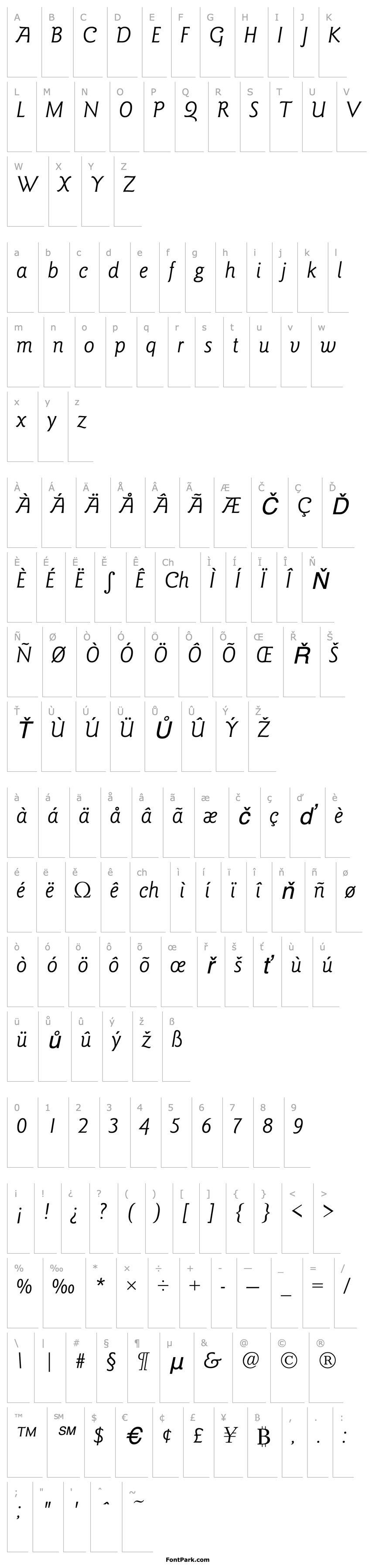 Přehled GoudySans-Italic